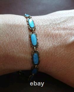 Arne Nordlie Nordic Braclet Blue Guilloche Enamel Gold Fill 925 Sterling Sz7