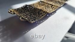 Art Deco Bracelet Cuff Lapis Blue Enamel Goldtone Egyptian 1920s Cobalt Filigree