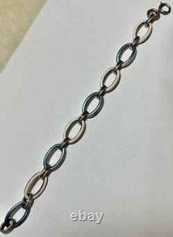 Art Deco Sterling Silver Blue And Ivory Enamel Oval Link Bracelet