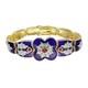 Art Deco Style Lab Created Diamond Ruby Blue Enamel Bracelet 14k Yellow Gold Fn