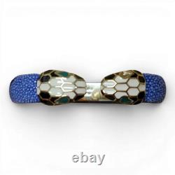 Auth BVLGARI Serpenti Bracelet Bangle Snake Blue Enamel Gold Tone AS IS Italy