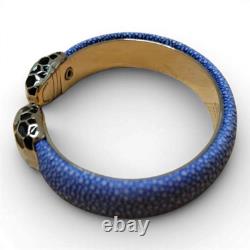 Auth BVLGARI Serpenti Bracelet Bangle Snake Blue Enamel Gold Tone AS IS Italy