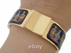 Auth HERMES Clic Clac Bangle Bracelet Gold/Navy Blue/Multicolor e49912a