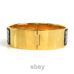 Auth HERMES Clic Clac Bangle Bracelet Gold/Navy/Multicolor Metal/Enamel e56794a