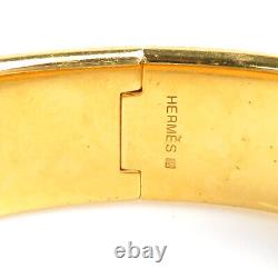 Auth HERMES Clic Clac Bangle Bracelet Gold/Navy/Multicolor Metal/Enamel e56794a