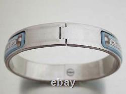 Auth HERMES Clic Clac Bangle Bracelet Light Blue/Multi/Silvertone Enamel e49631a