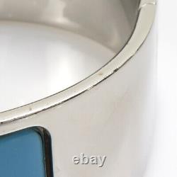 Auth HERMES Clic Clac Bangle Bracelet Silver/Light Blue Metal/Enamel e58297i