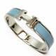 Auth Hermes Clic Clac H Bangle Bracelet Blue/silver Enamel/silvertone H24735b