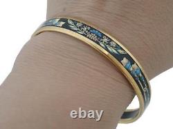 Auth HERMES Cloisonne Bangle Bracelet Black/Blue/Goldtone Enamel/Metal e51033a