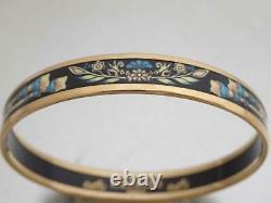 Auth HERMES Cloisonne Bangle Bracelet Black/Blue/Goldtone Enamel/Metal e51033a