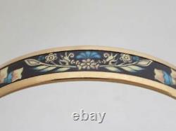 Auth HERMES Cloisonne Bangle Bracelet Black/Blue/Goldtone Enamel/Metal e51033a