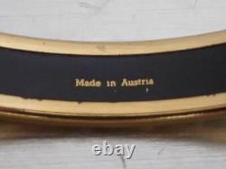 Auth HERMES Cloisonne Bangle Bracelet Black/Blue/Goldtone Enamel/Metal e51033a