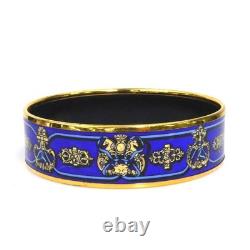 Auth HERMES Cloisonne Bangle Bracelet Blue/Gold Enamel/Metal r11492j