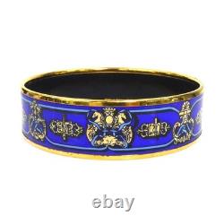 Auth HERMES Cloisonne Bangle Bracelet Blue/Gold Enamel/Metal r11492j