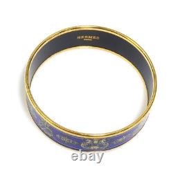 Auth HERMES Cloisonne Bangle Bracelet Blue/Gold Enamel/Metal r11492j