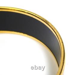 Auth HERMES Cloisonne Bangle Bracelet Blue/Gold Enamel/Metal r11492j