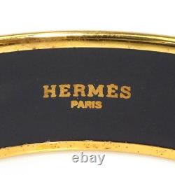 Auth HERMES Cloisonne Bangle Bracelet Blue/Gold Enamel/Metal r11492j