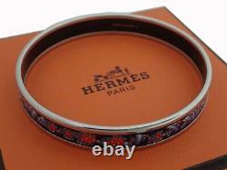 Auth HERMES Cloisonne Bangle Bracelet Blue/Silvertone Enamel/Metal MINT e48910a