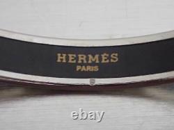Auth HERMES Cloisonne Bangle Bracelet Blue/Silvertone Enamel/Metal MINT e48910a