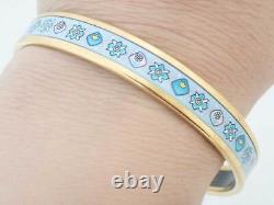 Auth HERMES Cloisonne Bangle Bracelet Gold/Blue Metal/Enamel e53425i