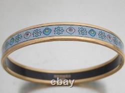 Auth HERMES Cloisonne Bangle Bracelet Gold/Blue Metal/Enamel e53425i