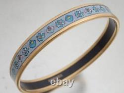 Auth HERMES Cloisonne Bangle Bracelet Gold/Blue Metal/Enamel e53425i