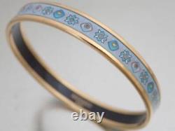 Auth HERMES Cloisonne Bangle Bracelet Gold/Blue Metal/Enamel e53425i