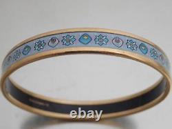 Auth HERMES Cloisonne Bangle Bracelet Gold/Blue Metal/Enamel e53425i