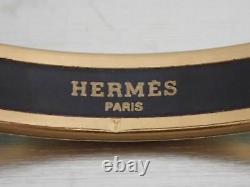 Auth HERMES Cloisonne Bangle Bracelet Gold/Blue Metal/Enamel e53425i