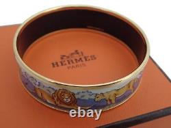 Auth HERMES Cloisonne Bangle Bracelet Gold/Blue/Multicolor Metal/Enamel e54497a