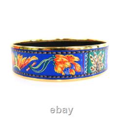 Auth HERMES Cloisonne Bangle Bracelet Gold/Blue/Multicolor Metal/Enamel e56027f