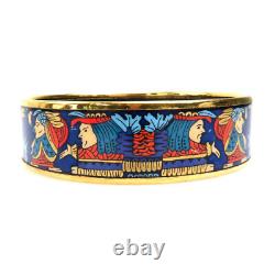 Auth HERMES Cloisonne Bangle Bracelet Gold/Blue/Multicolor Metal/Enamel e56133i