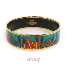 Auth HERMES Cloisonne Bangle Bracelet Gold/Blue/Multicolor Metal/Enamel e60863g