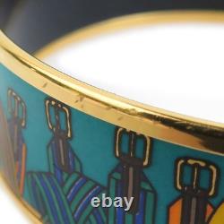Auth HERMES Cloisonne Bangle Bracelet Gold/Blue/Multicolor Metal/Enamel e60863g