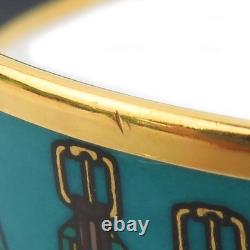 Auth HERMES Cloisonne Bangle Bracelet Gold/Blue/Multicolor Metal/Enamel e60863g