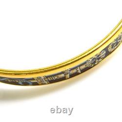 Auth HERMES Cloisonne Bangle Bracelet Gold/Brown/Blue Metal/Enamel e61396a