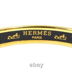 Auth HERMES Cloisonne Bangle Bracelet Gold/Brown/Blue Metal/Enamel e61396a
