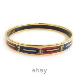 Auth HERMES Cloisonne Bangle Bracelet Gold/Red/Blue Metal/Enamel e61635a
