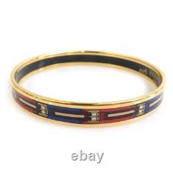 Auth HERMES Cloisonne Bangle Bracelet Gold/Red/Blue Metal/Enamel e61635a