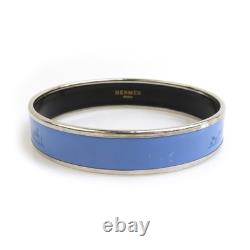 Auth HERMES Cloisonne Bangle Bracelet Silver/Blue Metal/Enamel e59625a