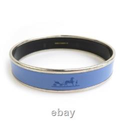 Auth HERMES Cloisonne Bangle Bracelet Silver/Blue Metal/Enamel e59625a