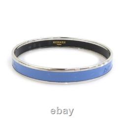 Auth HERMES Cloisonne Bangle Bracelet Silver/Blue Metal/Enamel e62049a
