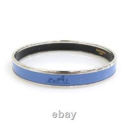 Auth HERMES Cloisonne Bangle Bracelet Silver/Blue Metal/Enamel e62049a