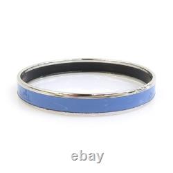 Auth HERMES Cloisonne Bangle Bracelet Silver/Blue Metal/Enamel e62049a