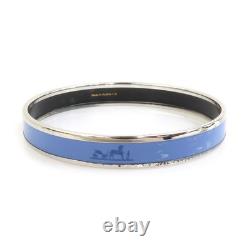Auth HERMES Cloisonne Bangle Bracelet Silver/Blue Metal/Enamel e62049a