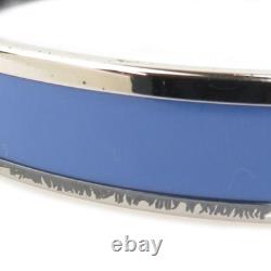Auth HERMES Cloisonne Bangle Bracelet Silver/Blue Metal/Enamel e62049a