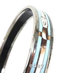Auth HERMES Cloisonne Bangle Bracelet Silver/Blue/Multicolor Metal e55162g