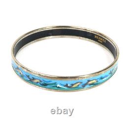 Auth HERMES Cloisonne Bangle Bracelet Silver/Blue/Multicolor Metal e55163a