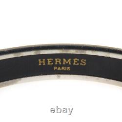 Auth HERMES Cloisonne Caleche Bangle Bracelet Silver/Blue Metal/Enamel e55537a