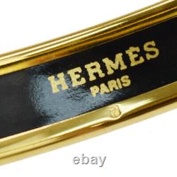 Auth HERMES Cloisonne Enamel Bangle Bracelet Gold Blue Austria Accessory 65JC712